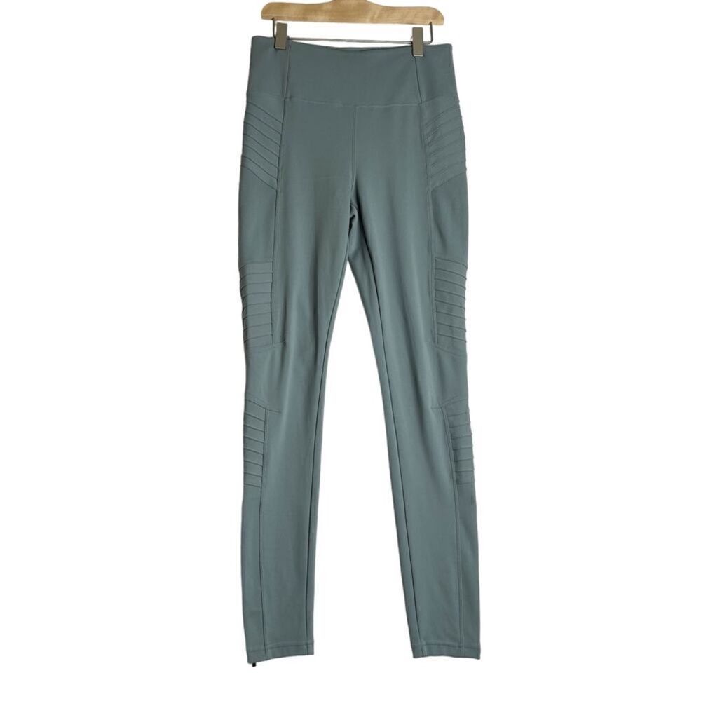 Athleta Delancey Moto Tight Legging Green Zip Pockets High Rise Travel M - Picture 2 of 4